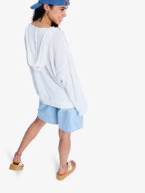 4 Ocean Drive - Camisola com capuz de estilo de praia de malha oversized para mulher Branco ERJKT04323 Roxy