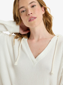 5 Ocean Drive - Camisola com capuz de estilo de praia de malha oversized para mulher Branco ERJKT04323 Roxy