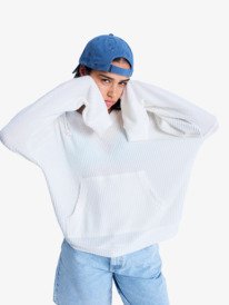 0 Ocean Drive - Camisola com capuz de estilo de praia de malha oversized para mulher Branco ERJKT04323 Roxy