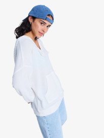 1 Ocean Drive - Camisola com capuz de estilo de praia de malha oversized para mulher Branco ERJKT04323 Roxy