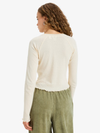 4 Time Off Pointelle - Long Sleeve Pointelle Top for Women Beige ERJKT04331 Roxy