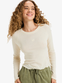 1 Time Off Pointelle - Long Sleeve Pointelle Top for Women Beige ERJKT04331 Roxy