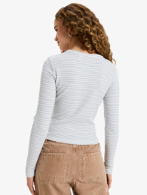 4 Spellbound Stripes - Long Sleeve Extra Textured Rib Top for Women White ERJKT04332 Roxy
