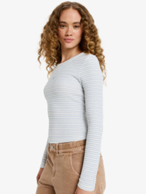 3 Spellbound Stripes - Long Sleeve Extra Textured Rib Top for Women White ERJKT04332 Roxy