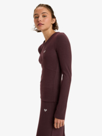 1 Rise & Vibe New Rib - Top sportivo a maniche lunghe da Donna Red ERJKT04336 Roxy