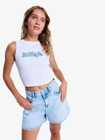0 Iconic Days - Top smanicato a coste da Donna White ERJKT04356 Roxy
