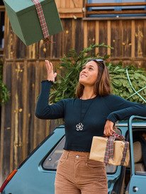 0 Time Off Pointelle - Langärmliges Oberteil für Frauen Schwarz ERJKT04358 Roxy