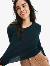 1 Time Off Pointelle - Long Sleeve Top for Women Black ERJKT04358 Roxy