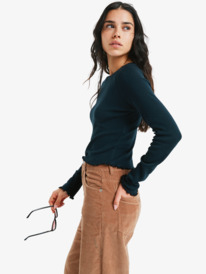 2 Time Off Pointelle - Long Sleeve Top for Women Black ERJKT04358 Roxy