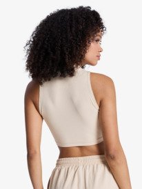 4 Rise & Vibe - Cropped sport tank Top for Women Beige ERJKT04366 Roxy