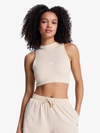 0 Rise & Vibe - Cropped sport tank Top for Women Beige ERJKT04366 Roxy