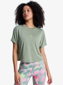0 Everyday Flow - Short Sleeve Technical T-Shirt for Women Green ERJKT04367 Roxy