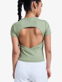 4 Rise & Vibe - Haut d&rsquo;entra&icirc;nement &agrave; manches courtes pour Femme Vert ERJKT04371 Roxy