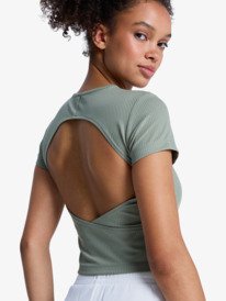 5 Rise & Vibe - Haut d&rsquo;entra&icirc;nement &agrave; manches courtes pour Femme Vert ERJKT04371 Roxy