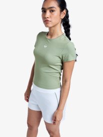 1 Rise & Vibe - Haut d&rsquo;entra&icirc;nement &agrave; manches courtes pour Femme Vert ERJKT04371 Roxy