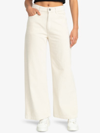 0 Surf On Cloud - Corduroy Wide Leg Trousers for Women Beige ERJNP03523 Roxy