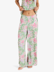 0 Hibiscus Island - Elastic Waist Pants for Women Green ERJNP03642 Roxy