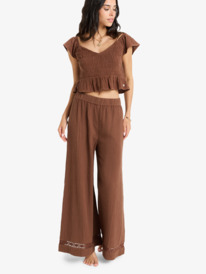 0 Under Golden Tropic - Pantalón on cintura elástica para Mujer Marron ERJNP03643 Roxy