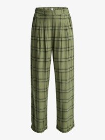 7 Great Influence - Pantalón holgado de franela para mujer Verde ERJNP03665 Roxy