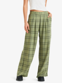 1 Great Influence - Pantalón holgado de franela para mujer Verde ERJNP03665 Roxy