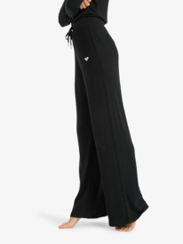 1 Rise & Vibe New Rib Wide Leg - Pantalon de sport pour Femme Noir ERJNP03673 Roxy