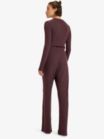 3 Rise & Vibe New Rib Wide Leg - Pantaloni sportivi da Donna Red ERJNP03673 Roxy