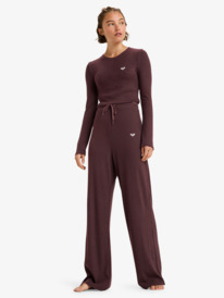 1 Rise & Vibe New Rib Wide Leg - Pantaloni sportivi da Donna Red ERJNP03673 Roxy