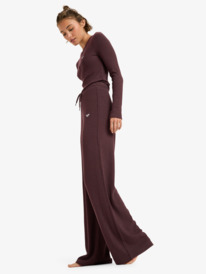 2 Rise & Vibe New Rib Wide Leg - Pantaloni sportivi da Donna Red ERJNP03673 Roxy
