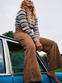 0 Surf On Cloud Cord - Wide Leg Trousers for Women Brown ERJNP03678 Roxy