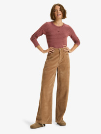 3 Surf On Cloud Cord - Wide Leg Trousers for Women Brown ERJNP03678 Roxy