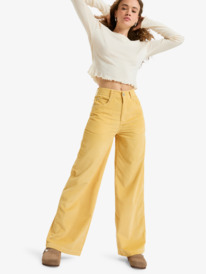 4 Surf On Cloud Cord - Pantalon ample pour Femme Jaune ERJNP03678 Roxy