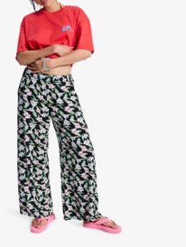 1 Midnight Avenue Crepe - Regular Length Trousers for Women Black ERJNP03679 Roxy