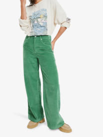 1 Surf On Cloud Cord - Wide Leg Trousers for Women Green ERJNP03682 Roxy