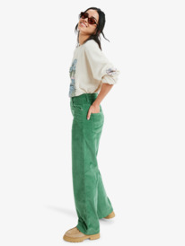 2 Surf On Cloud Cord - Wide Leg Trousers for Women Green ERJNP03682 Roxy