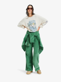 4 Surf On Cloud Cord - Wide Leg Trousers for Women Green ERJNP03682 Roxy