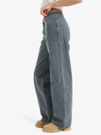 1 Chloe Kim Pop Stitch - Low Rise Relaxed Straight Leg Trousers for Women Black ERJNP03687 Roxy