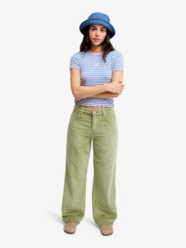 4 Dawn Patrol Corduroy - Pantalon en velours pour Femme Vert ERJNP03708 Roxy