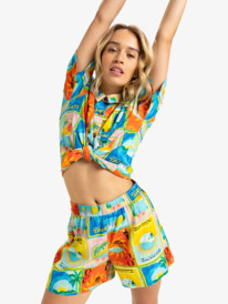 1 Atlas Sunburn Tones - Shorts mit elastischem Bund für Frauen Blau ERJNS03584 Roxy
