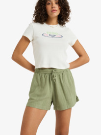 0 Lekeitio Break Slub Mid - Elasticated Shorts for Women Green ERJNS03608 Roxy
