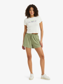 2 Lekeitio Break Slub Mid - Elasticated Shorts for Women Green ERJNS03608 Roxy