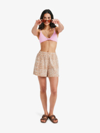 4 Lucentio Bay Printed - Elasticated Shorts for Women Brown ERJNS03611 Roxy