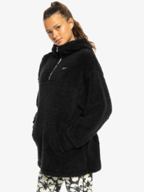 1 Waves Of Warmth - Kapuzenfleece mit Halbreißverschluss für Frauen Schwarz ERJPF03184 Roxy