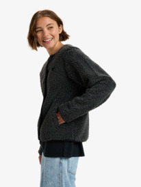 1 Iconic Town - Fleece-Oberteil mit Knopfleiste für Frauen Schwarz ERJPF03229 Roxy