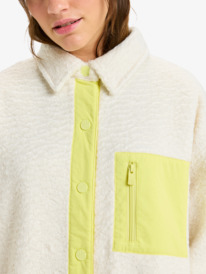 4 Chloe Kim Polar Shacket - Polar Fleece Shirt Jacket for Women White ERJPF03231 Roxy