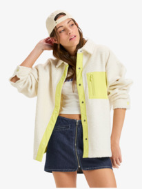 0 Chloe Kim Polar Shacket - Polar Fleece Shirt Jacket for Women White ERJPF03231 Roxy