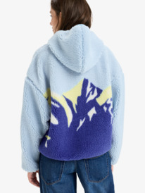 3 Chloe Kim Print Polar - Polar Fleece Full Zip Hoodie for Women Blue ERJPF03232 Roxy