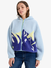 0 Chloe Kim Print Polar - Polar Fleece Full Zip Hoodie for Women Blue ERJPF03232 Roxy