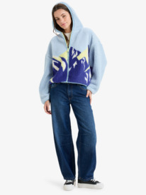 2 Chloe Kim Print Polar - Polar Fleece Full Zip Hoodie for Women Blue ERJPF03232 Roxy