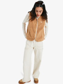 1 Iconic Town - Sherpa polar fleece top voor Dames Brown ERJPF03235 Roxy