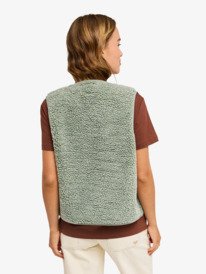 4 Iconic Town - Sherpa Polar Fleece Vest for Women Green ERJPF03235 Roxy